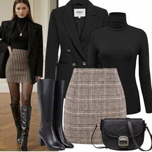 Amazon Plaid Mini Skirt - Brown and Beige